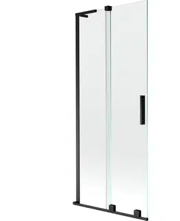 Sprchové dvere MEXEN/S - Velar L dvojkrídlová posuvná vaňová zástena 80 x 150, transparent, čierna 896-080-003-01-70