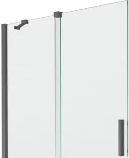 Sprchové dvere MEXEN/S - Velar Dvojkrídlová posuvná vaňová zástena 110 x 150, transparent, šedá kartáčovaná 896-110-000-01-66