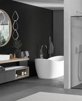 Sprchové dvere MEXEN/S - Kioto Sprchová zástena Walk-in 90 x 80, čierny vzor, chróm 800-090-202-01-70-080