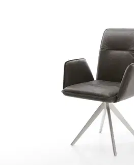 Jedálenské stoličky DELIFE Jedálenská stolička Vinja-Flex mikrovlákno antracitová vintage krížová podstava hranatá nerezová oceľ