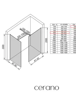 Sprchovacie kúty CERANO - Sprchová zástěna Walk-in Onyx T L/P - 8 mm - hranatá vzpěra - chrom, mléčné sklo - 60x30x200  CER-8050BD72060