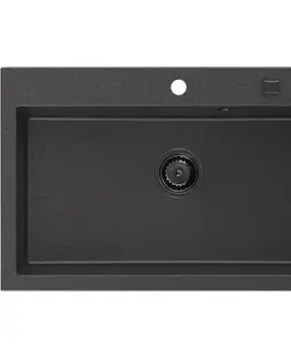Kuchynské drezy MEXEN/S MEXEN/S - Elix granitový drez 1-miska 800 x 500 mm, čierna kropenatá, sifón čierna 6527801005-76-B