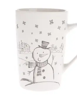 Hrnčeky a šálky Vianočný porcelánový hrnček Snehuliak, 435 ml