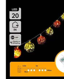 Vianočné dekorácie  B.V.  - LED  reťaz 20xLED/3xAA 2m teplá biela B103033XR
