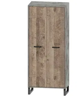 Šatníkové skrine NABBI Bova W-2D dvojdverová šatníková skriňa pieskový dub / woodcon