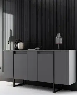 Komody Konzolový stolík Luxe - Anthracite, Black