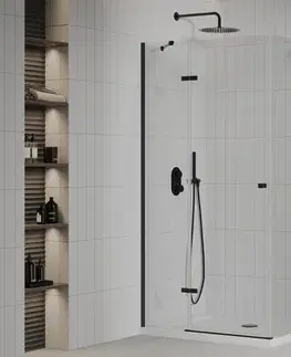 Vane MEXEN/S - Roma sprchovací kút 100x110, transparent, čierna + biela vanička so sifónom 854-100-110-70-00-4010B