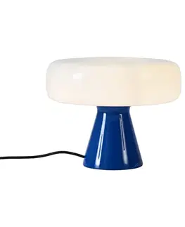 Stolné lampy Retro stolná lampa modrá s bielou - Knob