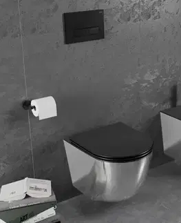 Záchody MEXEN - Lena Závesná WC misa vrátane sedátka s slow-slim, duroplast, čierna mat / strieborná 30224074
