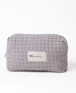 Uteráky MKLozkoviny.sk Vaflová kozmetická taštička sivohnedá - hranatá väčšia