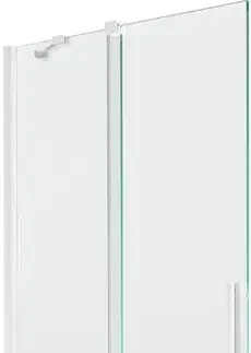 Sprchové dvere MEXEN/S - Velar Dvojkrídlová posuvná vaňová zástena 95 x 150, transparent, biela 896-095-000-01-20