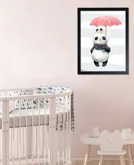 Obrazy do detskej izby Obrázok Pandy s červeným dáždnikom