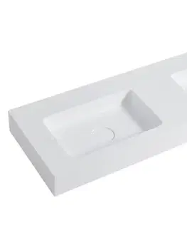 Umývadlá CERANO - Dvojumývadlo z liateho mramoru Geminia - nástenné - biela matná - 133x45 CER-WA08