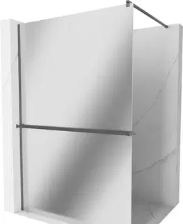 Sprchové dvere MEXEN/S - Kioto+ Sprchová zástena WALK-IN s poličkou a držiakom uterákov 70 x 200, zrkadlová, grafit kartáčovaná 800-070-121-66-50