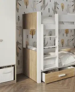 Postele ArtBed Detská poschodová posteľ GASPAR | 80 x 180 cm Prevedenie: Morenie - Farba