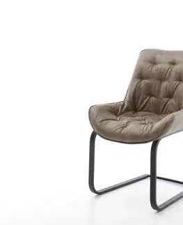 Jedálenské stoličky DELIFE Jedálenská stolička Taimi-Flex mikrovlákno taupe vintage jedálenská stolička plochá čierna