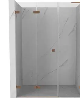 Sprchovacie kúty MEXEN/S - Lunar-F L skladacie sprchové dvere ľavé 125, transparent, meď kartáčovaná 836SL-125-050-65-00-L