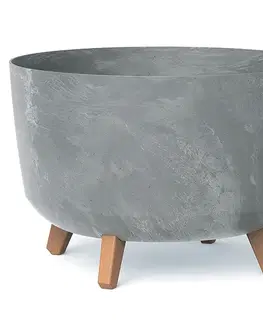 Kvetináče a truhlíky NABBI DGRL400E plastový kvetináč na nožičkách 39 cm sivý betón