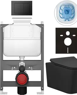 Záchody CERANO - Kompletný WC set Basic/Forte - čierna matná - WC tlačidlo Maxio/Čierna - ovládanie zhora - predstenová inštalácia - 51x36 CER-8050BD86395