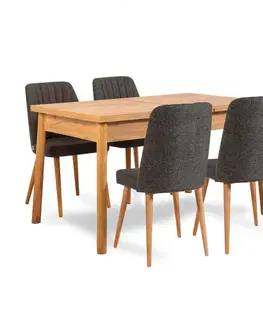 Jedálenské sety Jedálenský set s rozkladacím stolom a stoličkami (6 kusov) Santiago Atlantic Anthracite