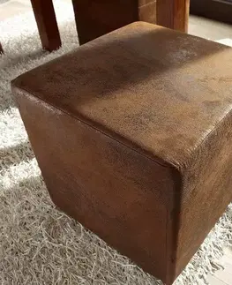 Kocky na sedenie DELIFE Taburet Dado hnedý 45x45 cm vintage vzhľad