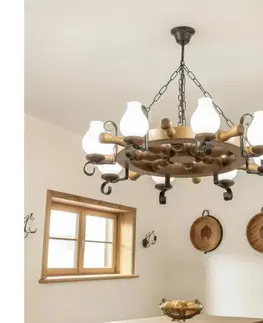 Svietidlá BRILAGI - Luster na reťazi TIMONA 8xE14/40W/230V priemer 70 cm buk/orech EX-01001