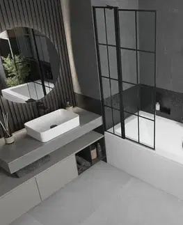 Sprchové dvere MEXEN/S - Cube obdĺžniková vaňa 170 x 80 cm s panelom + vaňová zástena 80, čierna vzor 550517080X9408117077