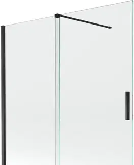 Sprchové dvere MEXEN/S - Velar Dvojkrídlová posuvná vaňová zástena 150 x 150, transparent, čierna 896-150-000-01-70