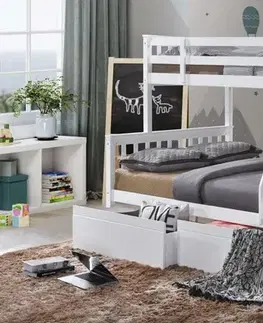 Poschodové postele Poschodová drevená posteľ ICEBERG 90/140, biela