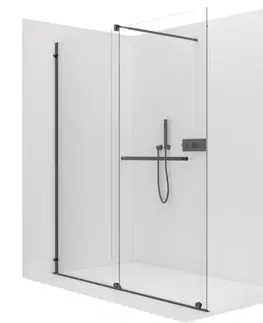 Sprchové dvere CERANO - Sprchová zástena Walk-in Medin Ľ/P - 8 mm - čierna matná, transparentné sklo - 170x195 - dvojdielna posuvná CER-478024