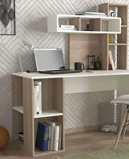 Písacie stoly LORA dizajnový písací stôl, biela/cordoba