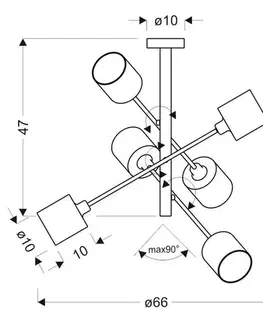 Stropná svetla Závesná stropná lampa v saténovo-niklovom prevedení, 6x40W, Sax