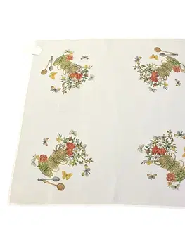 Obrusy Vyšívaný obrus štvorec hnedé kvety 85x85 cm TiaHome