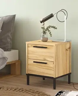 Nočné stolíky Nočný stolík na nožičkách LEVY 24, dub Left/čierna