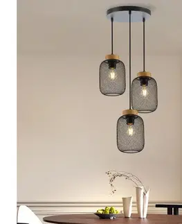 Svietidlá BRILAGI - Luster na lane BASKLITE 3xE27/15W/230V drevo/čierna BRI427