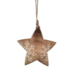 Vianočné dekorácie 4Home Dekorácia z mangového dreva Snowflake Star, 20 cm