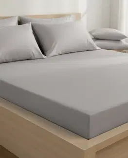 Plachty Kvalitex Saténové prestieradlo s gumou svetlosivá, 100 x 200 cm