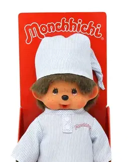 Plyšové a textilné zvieratká MONCHHICHI Mončiči chlapec v pruhovanom pyžame 20cm
