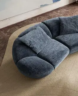 Pohovky DELIFE Pohovka Lunna 280×130 cm šenilka modrá 2 vankúše