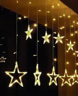 Vianočné dekorácie Solight LED vonkajší vianočný záves Hviezdy, šírka 3 m, 123 LED, IPP44, 3x AA, teplá biela