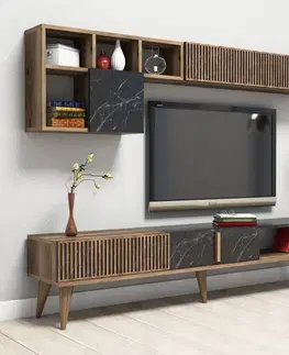Obývacie steny TV skrinka / Obývacia stena Milan - Walnut, Black