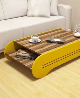 Konferenčné stolíky Konferenčný stolík Cool - Walnut, Yellow