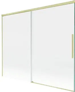 Sprchové dvere MEXEN/S - Rox vaňová zástena 2-krídlová posuvná 190 + 90 x 150, transparent, zlatá kartáčovaná 8C9-190-090-55-00