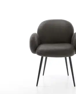 Jedálenské stoličky DELIFE Jedálenská stolička Nube-Flex s opierkami mikrovlákno antracitová vintage 4-nohá zúžená čierna vrecková pružina