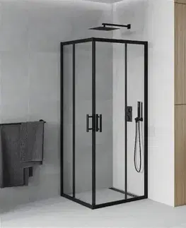 Sprchovacie kúty MEXEN - Rio sprchovací kút štvorec 80x80, priehľadná, čierna 860-080-080-70-00