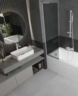 Sprchové dvere MEXEN/S - Next L vaňová zástena FIX 50 x 150, grafit, biela 895-050-000-03-40-20