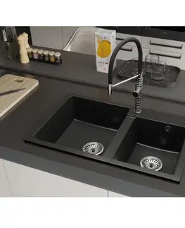Kuchynské drezy KONDELA Tori granitový kuchynský drez so sifónom 80x50 grafit