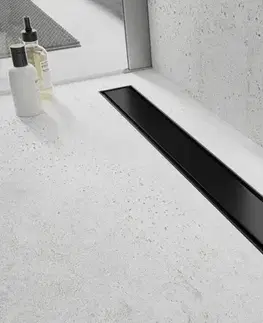 Sprchovacie kúty MEXEN/S - Flat 360° M13 podlahový žľab otočný 2v1 90, čierny 1710090-40