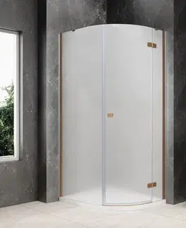 Sprchové dvere POLYSAN - GLOBE COPPER MATT štvrťkruhová sprchová zástena 800x900, matné sklo, pravé GB2890MRPG