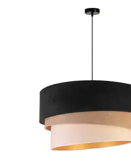 Svietidlá  - Luster na lanku DEVON 1xE27/40W/230V pr. 45 cm čierna/béžová 8018